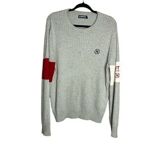 Nautica Gray Crewneck Sweater with Ribbed Knit Design Retro 90’s, size L